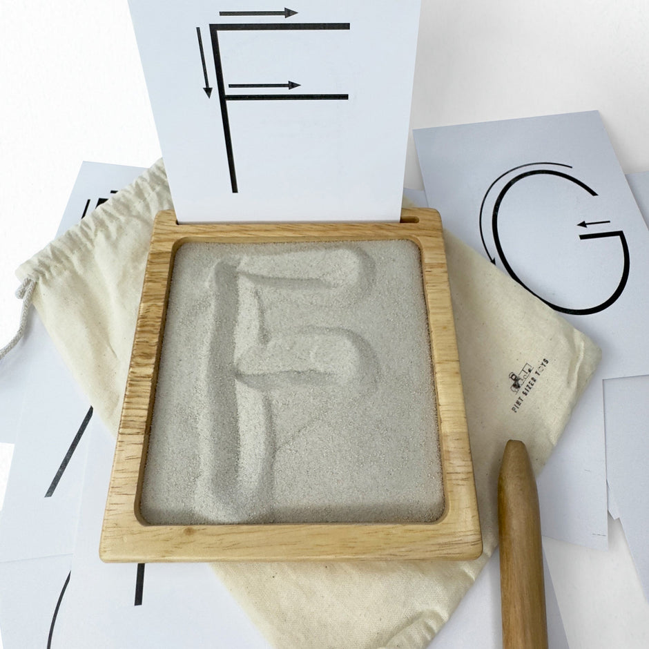 Tactile Sand Writing Tray Kit + Alphabet Flashcards - Pint Sized Toys